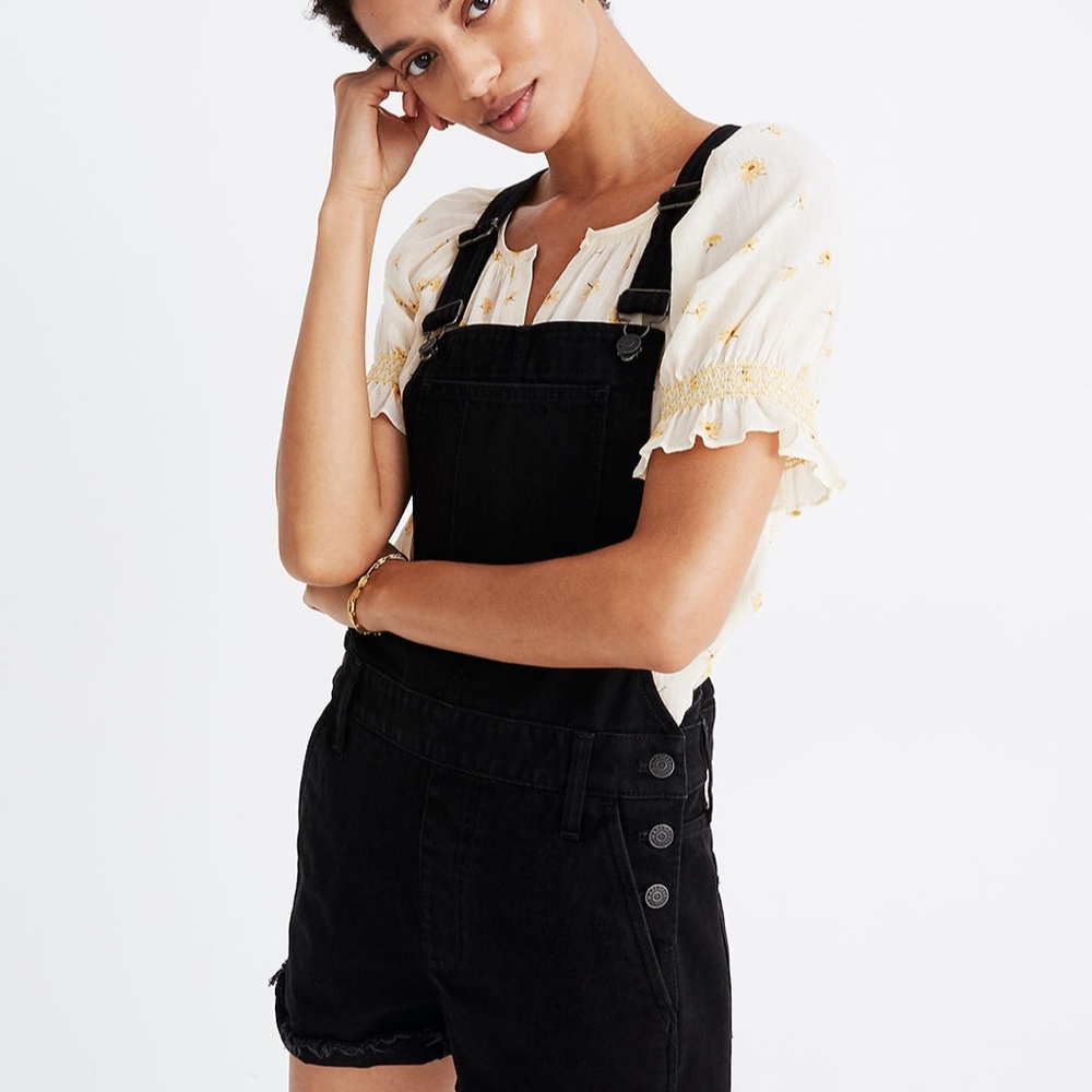 Madewell Adirondack Short Overalls Washed Black S